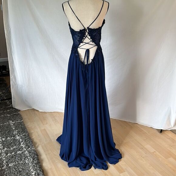 Faviana v- neck chiffon sequined evening dress size 14 - Picture 3 of 10